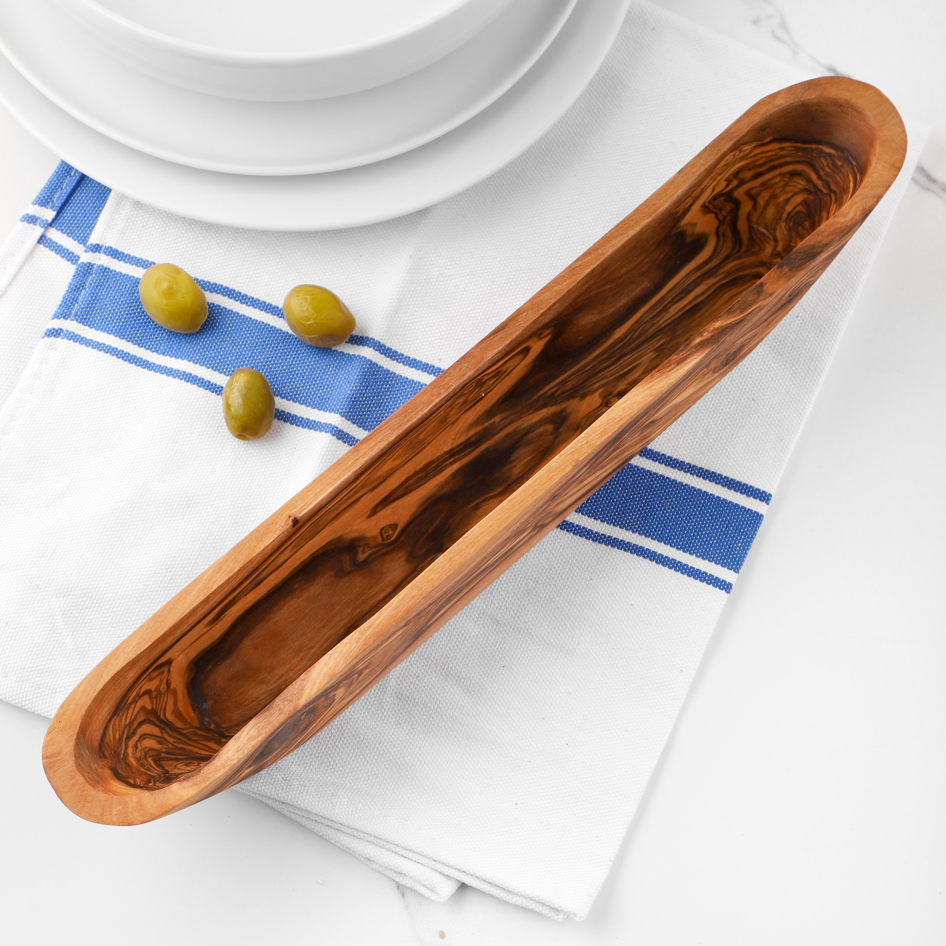 Olive Wood Cracker Tray – Long, Slim & Handmade