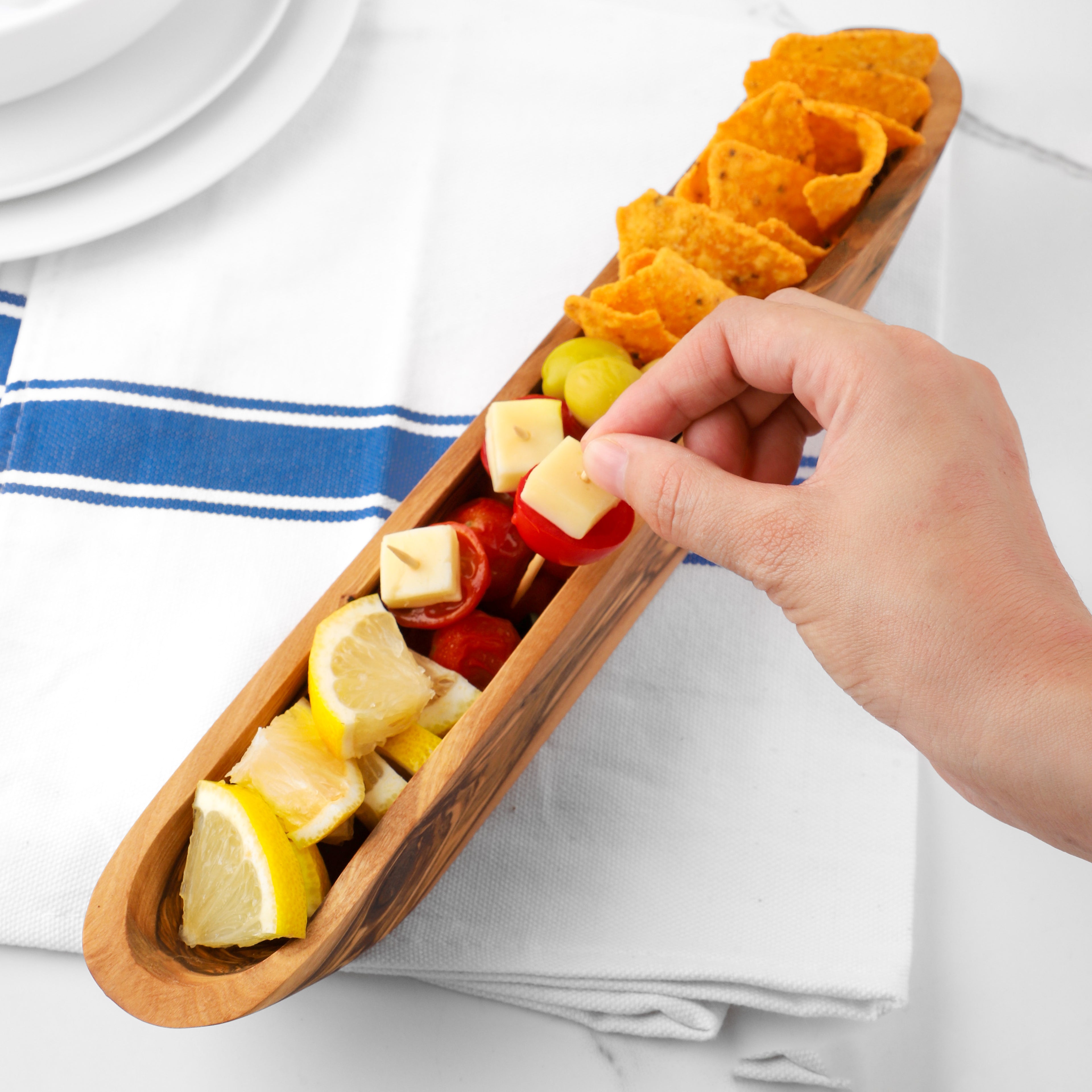 Olive Wood Cracker Tray – Long, Slim & Handmade